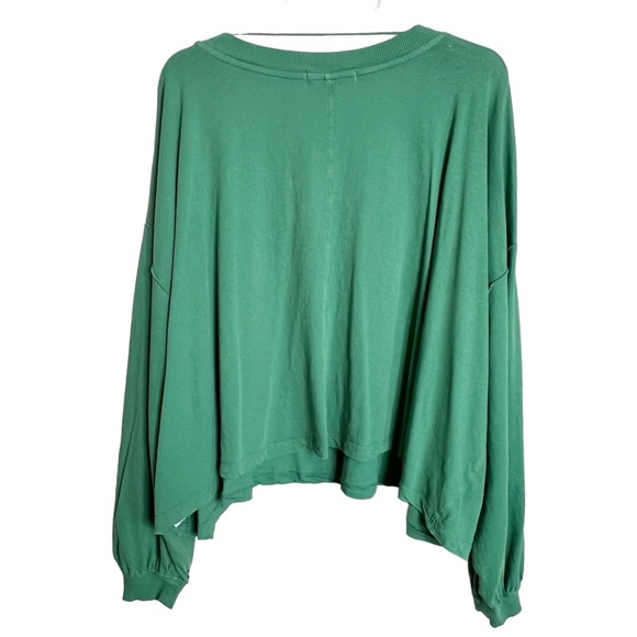 Free People We the Free Buffy T Shirt Size L Womens Green Oversize Cropped - Picture 4 of 8